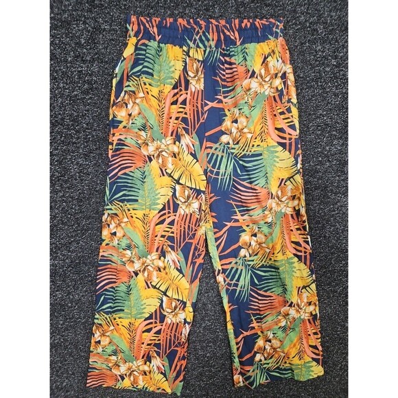 Panama Jack Women's Small Elastic Waist Floral Wide Leg Pants Linen Blend NWT - Picture 2 of 10